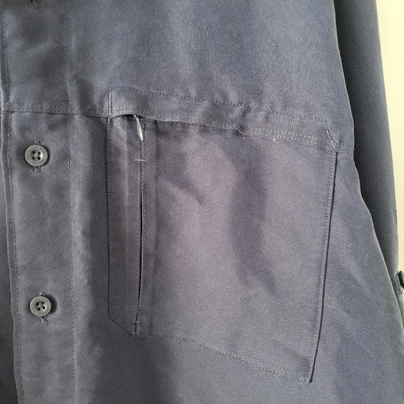 The North Face Navy Mens Large Button Up Long Sleeve Zipper Pocket Shirt - Picture 3 of 7